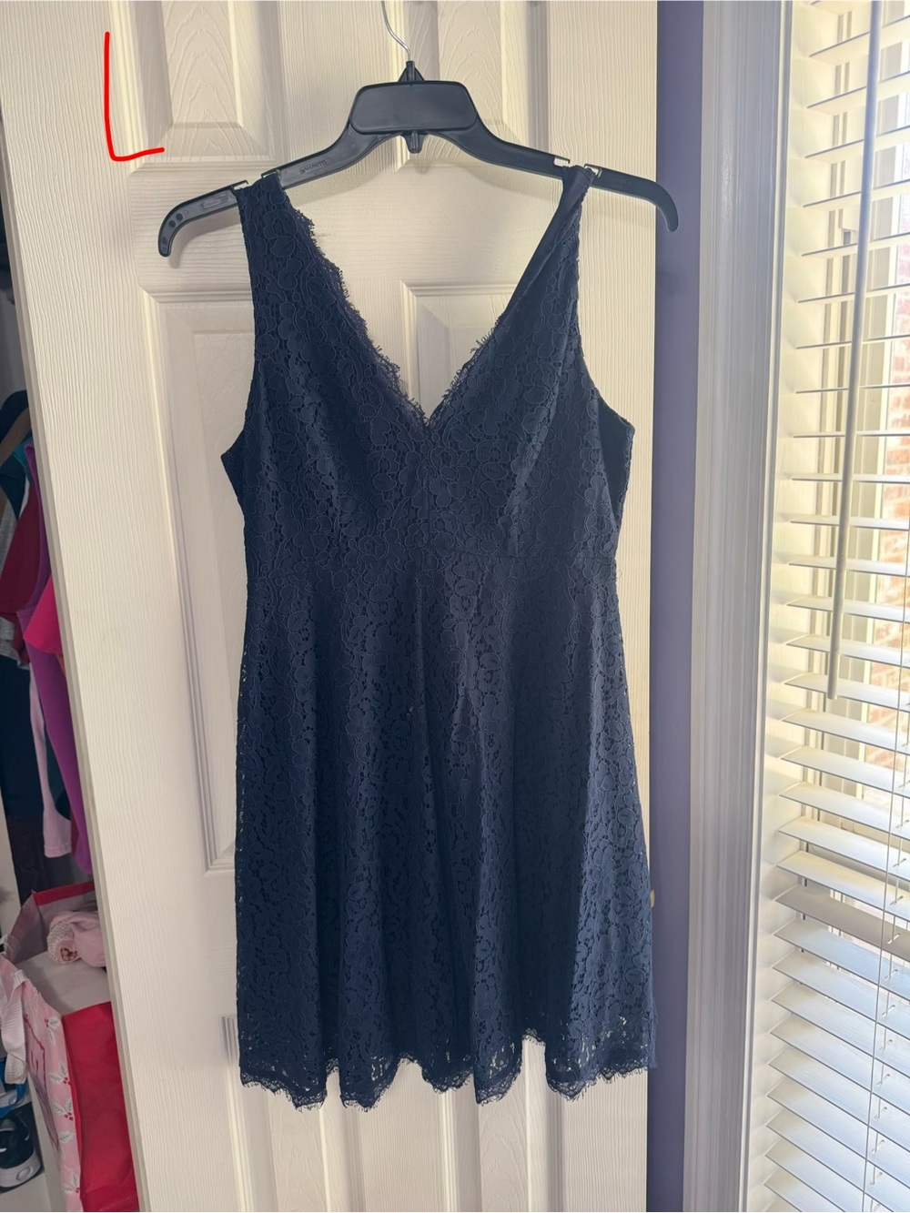 Soprano Navy Lace V-Neck Slip Dress